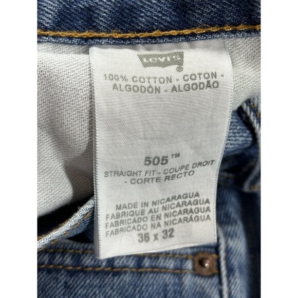 Levi's 505 Straight Fit Jeans Men's 36x32 Classic Blue Denim - Picture 7 of 10